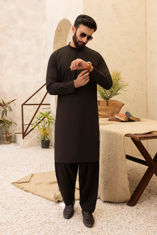 Black Pearl - Wash & Wear | Dark Brown Ban Shalwar Kameez