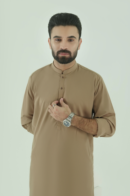 Black Pearl - Wash & Wear | Brown Ban Kameez Shalwar