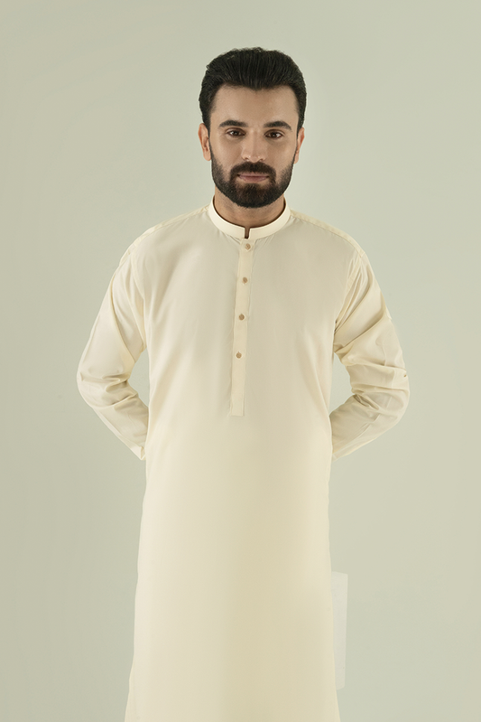 Black Pearl - Wash & Wear | Cream Ban Kameez Shalwar