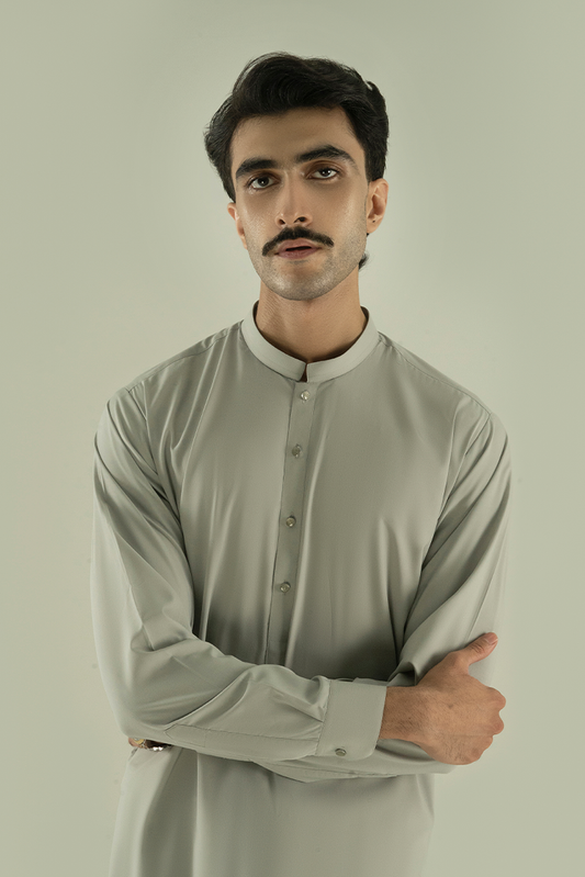 Black Pearl - Wash & Wear | Grey Ban Kameez Shalwar