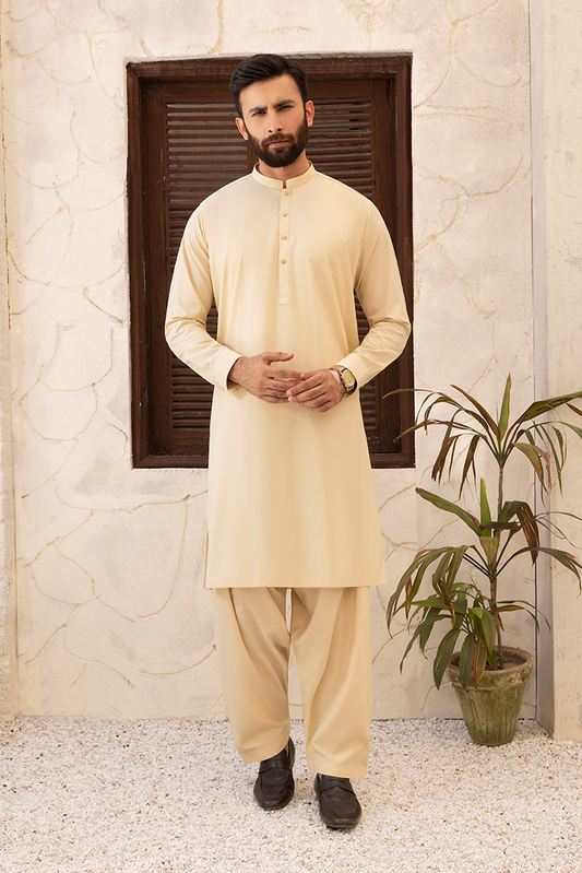Black Pearl - Wash & Wear | Cream Ban Shalwar Kameez
