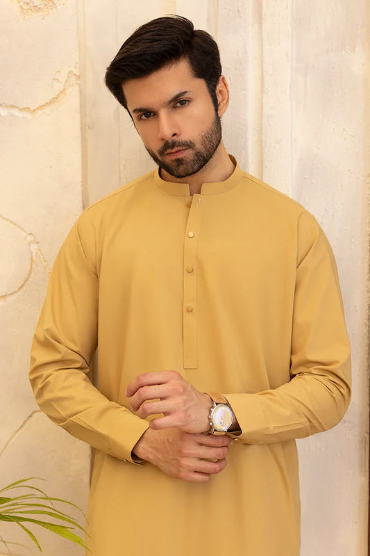 Black Pearl - Wash & Wear | Mustard Ban Ban Kameez