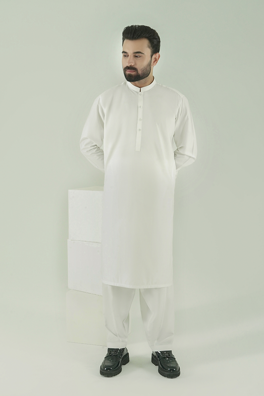 Black Pearl - Wash & Wear | Off White Ban Kameez Shalwar