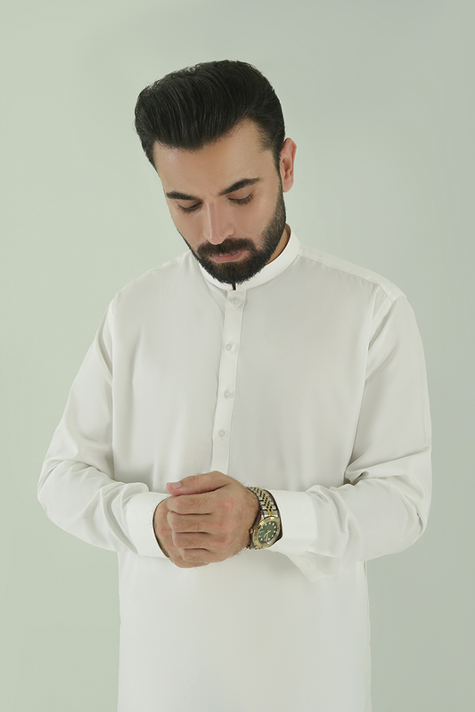 Black Pearl - Wash & Wear | Off White Ban Kameez Shalwar