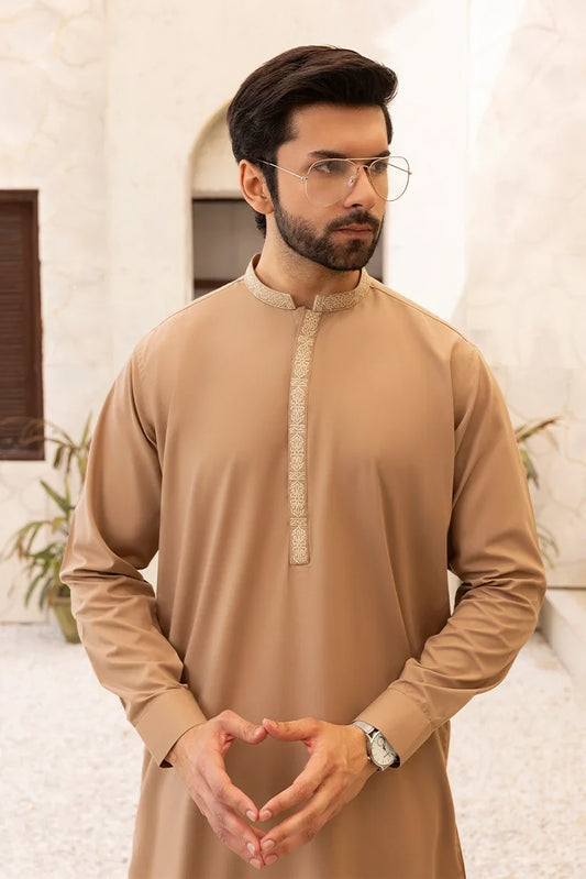 Black Pearl - Wash & Wear | Brown Ban Shalwar Kameez