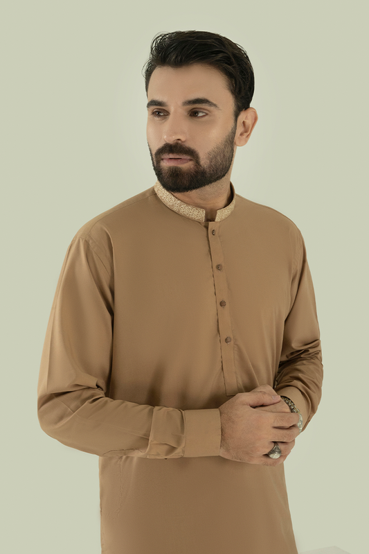 Black Pearl - Wash & Wear | Brown Ban Kameez Shalwar