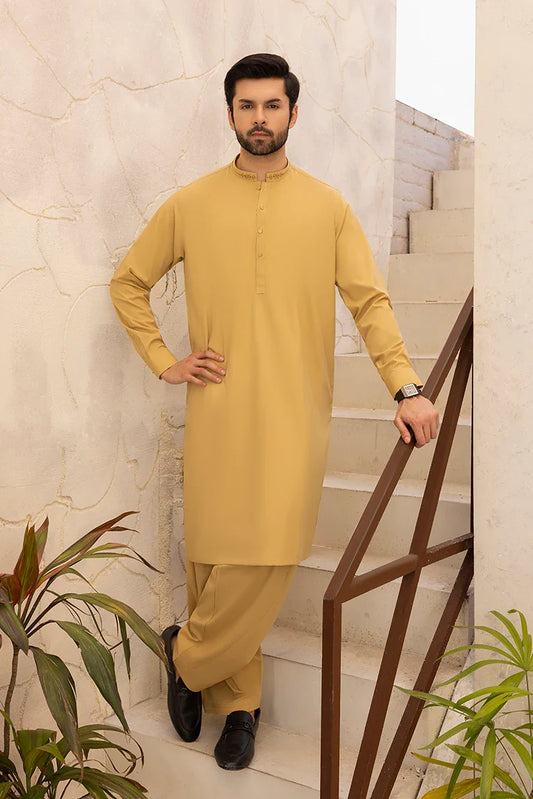 Black Pearl - Wash & Wear - Mustard Ban Shalwar Kameez