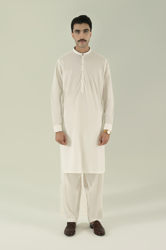 Black Pearl - Wash & Wear | White Ban Kameez Shalwar