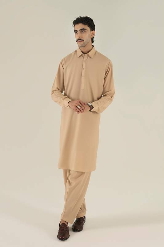 Black Pearl - Wash & Wear | Light Brown Ban Kameez Shalwar