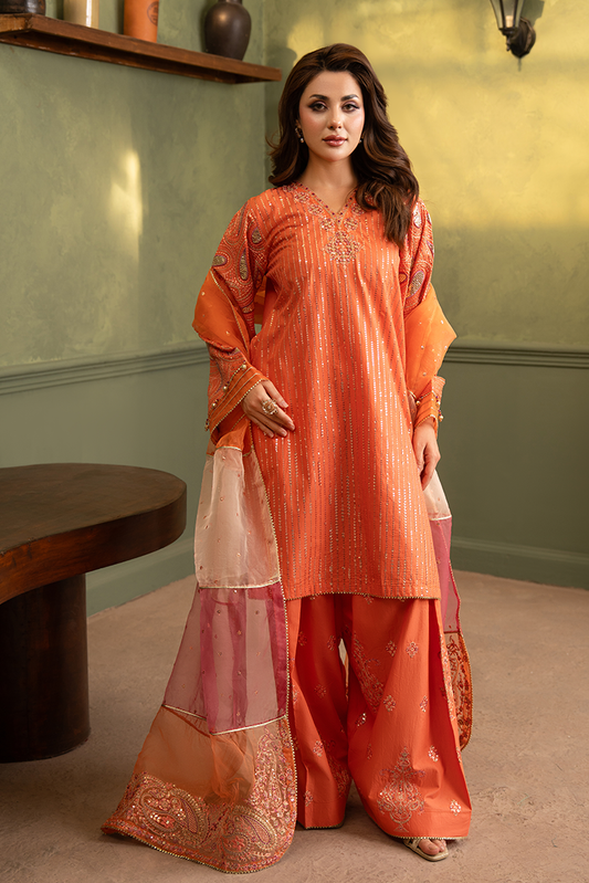 Ellena - 3-PC Stitched Embroidered Suit