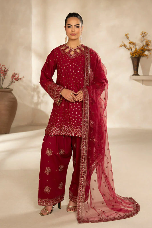 Ellena - 3-PC Stitched Embroidered Suit