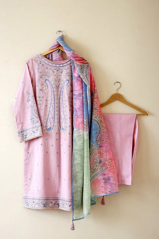 Picture of Kashish - Reaty to Wear 3 PC Lawn Suit - Pink - 7062 - Available at Raja Sahib