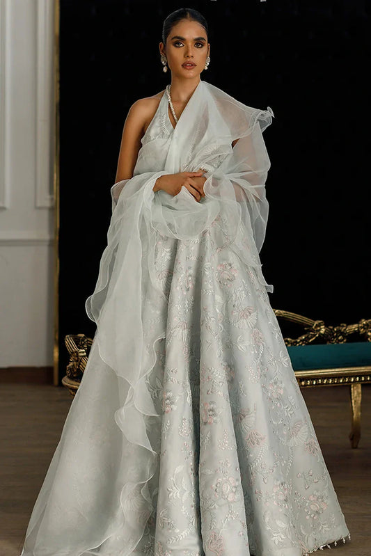 Picture of Threads & Motifs - Organza Embroidered Blouse And Skirt - Available at Raja Sahib