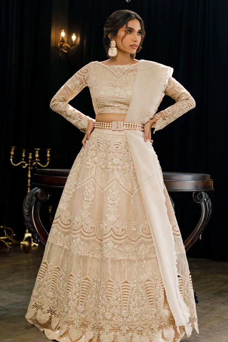 Picture of Threads & Motifs - Organza Embroidered Blouse And Skirt - Available at Raja Sahib