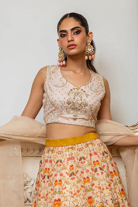 Picture of Threads & Motifs - Embroidered Blouse And Printed Lehenga (OFS) - Available at Raja Sahib