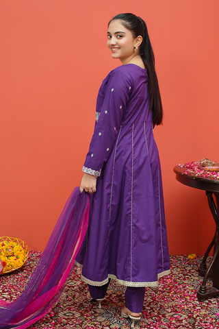 Modest - Cambric Embroidered 3 Piece Suit - 8185