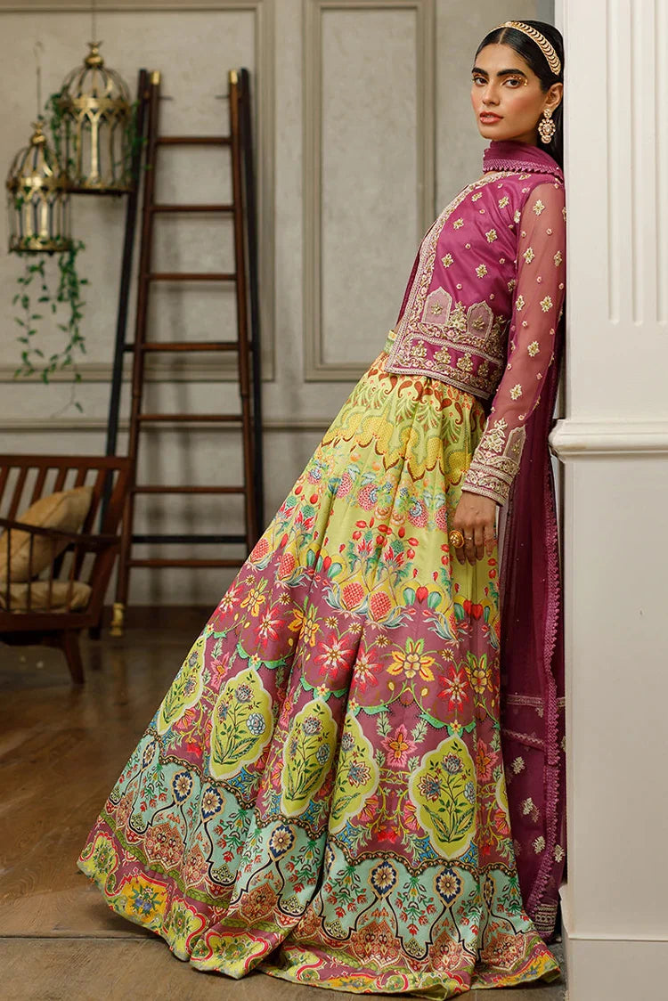 Picture of Threads & Motifs - Embroidered Jacket With Printed Lehenga - Available at Raja Sahib