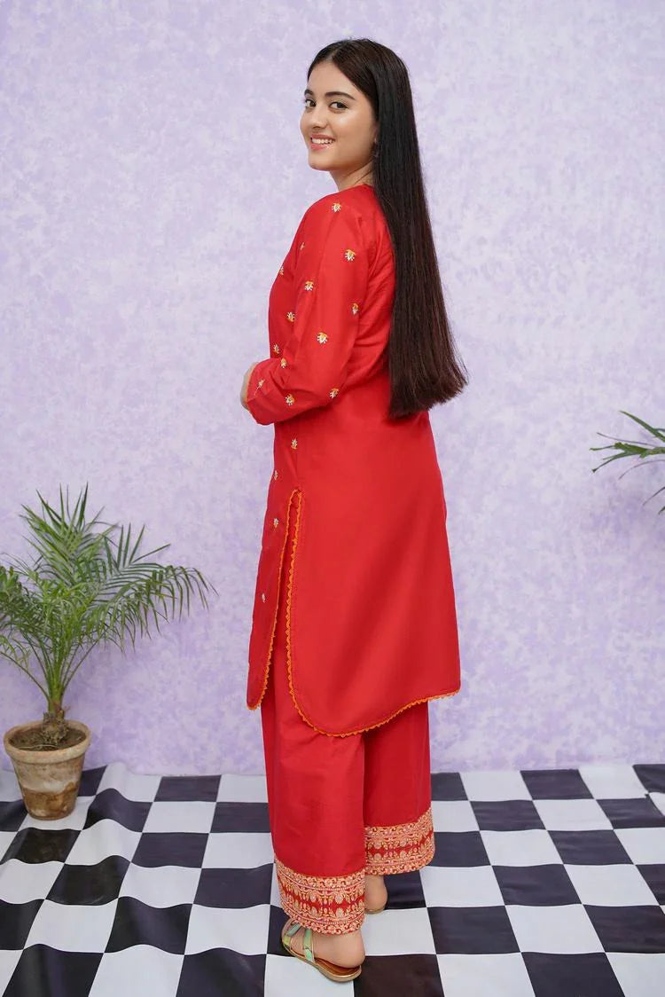 Picture of Modest - Girls Cotton Embroidered - 2 Piece Suit - 8475 - Available at Raja Sahib