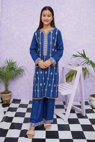 Picture of Girls Cotton Embroidered - 2 Piece Suit - 8495 - by Raja Sahib Kids