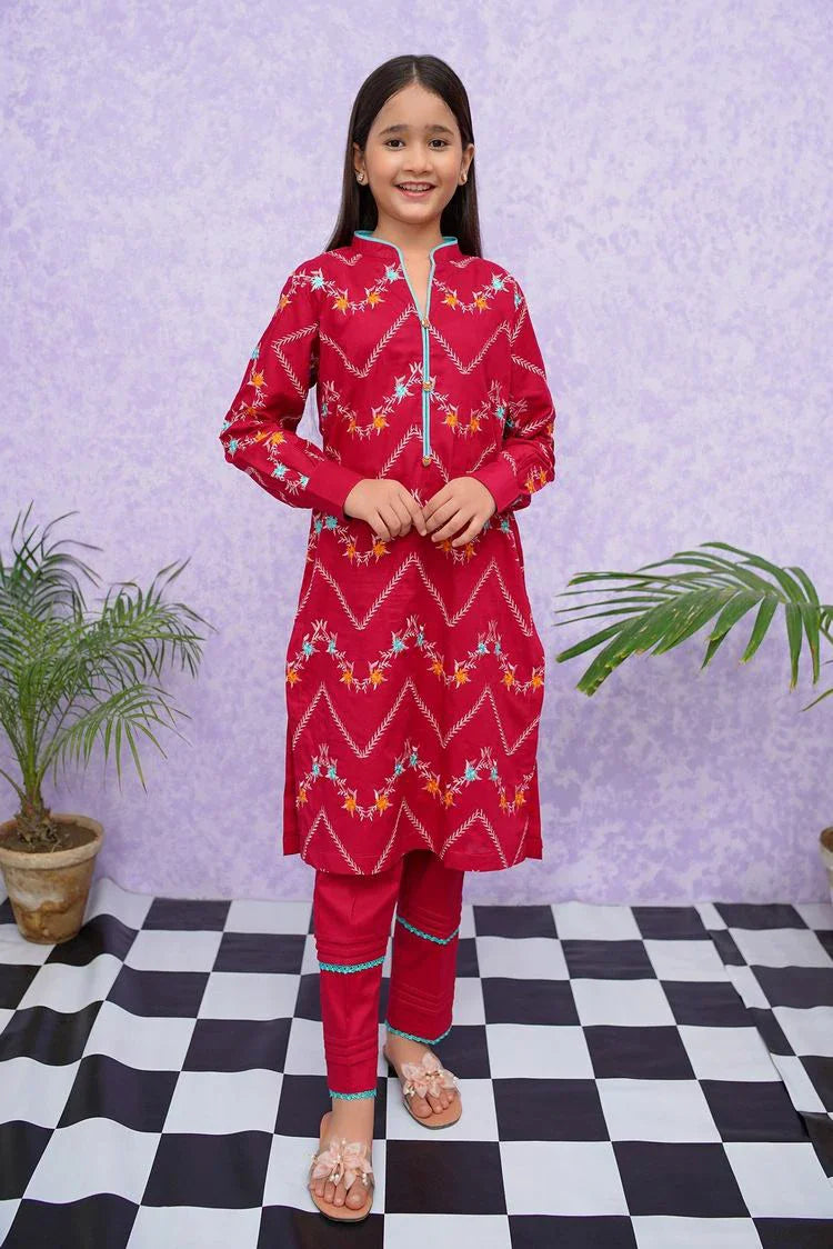 Picture of Modest - Girls Cotton Embroidered - 2 Piece Suit - 8545 - Available at Raja Sahib