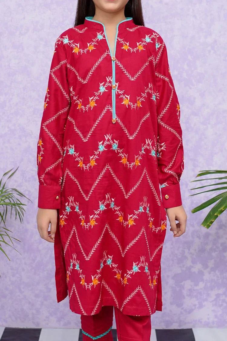 Picture of Modest - Girls Cotton Embroidered - 2 Piece Suit - 8545 - Available at Raja Sahib