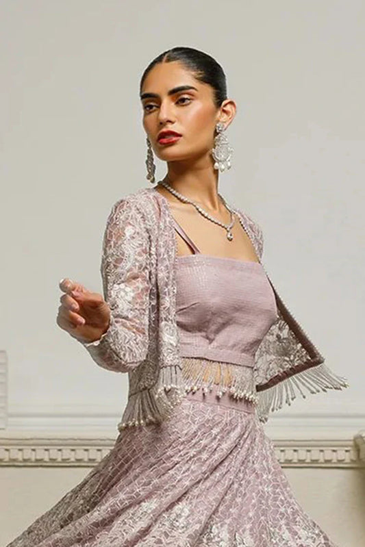 Threads & Motifs - Embroidered Jacket With Lehenga - 8569