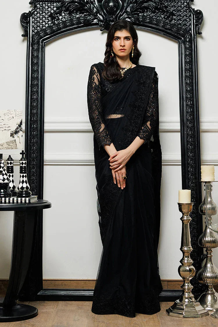 Picture of <!--axy-->Threads & Motifs - Net Embroidered Saree - Available at Raja Sahib