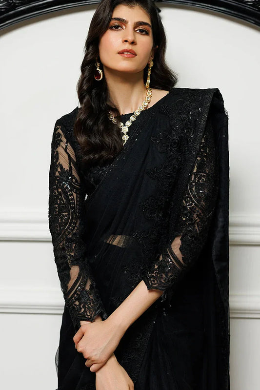 Picture of <!--axy-->Threads & Motifs - Net Embroidered Saree - Available at Raja Sahib
