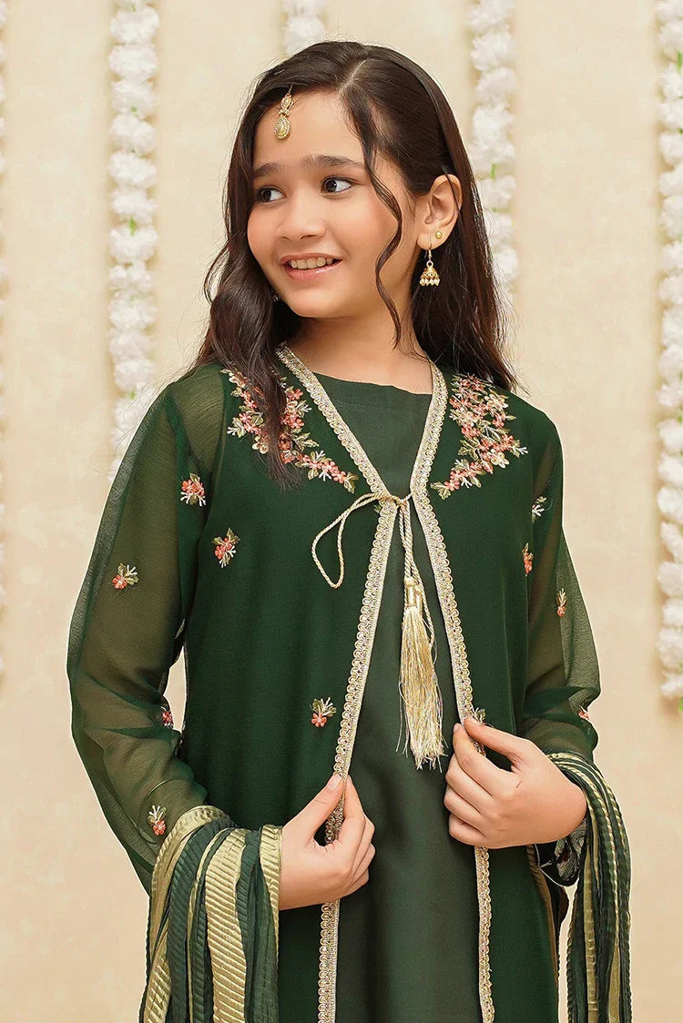 Picture of Modest - Chiffon 3 Piece Green Suit - 8765 - Available at Raja Sahib