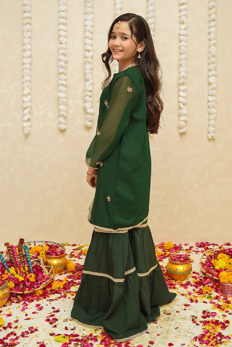 Picture of Modest - Chiffon 3 Piece Green Suit - 8765 - Available at Raja Sahib