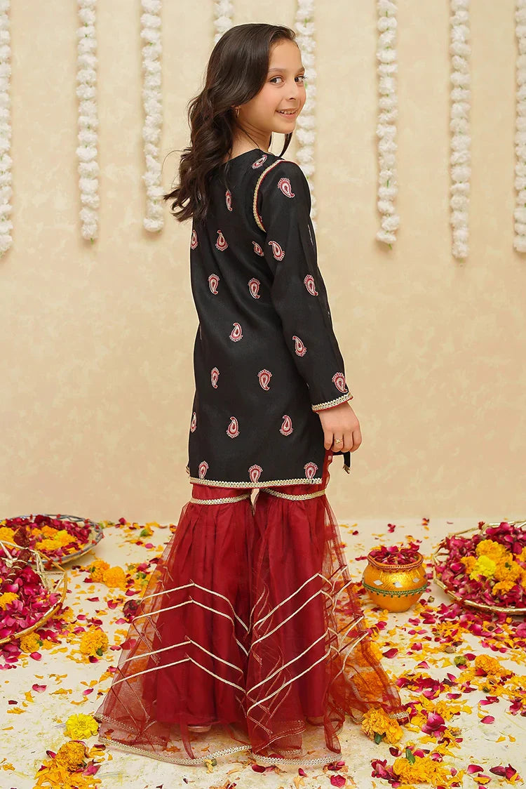 Picture of <!--boq-->Modest - Rawsilk 3 Piece Black Suit - 8885 - Available at Raja Sahib