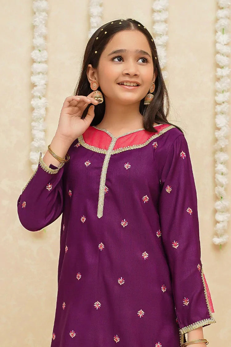 Picture of <!--bns-->Modest - Girls 3 Piece Rawsilk Gharara - 8925 - Available at Raja Sahib