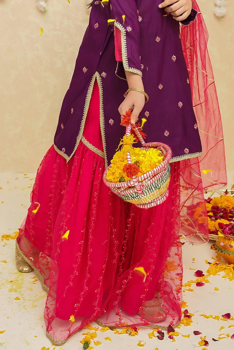 Picture of <!--bns-->Modest - Girls 3 Piece Rawsilk Gharara - 8925 - Available at Raja Sahib
