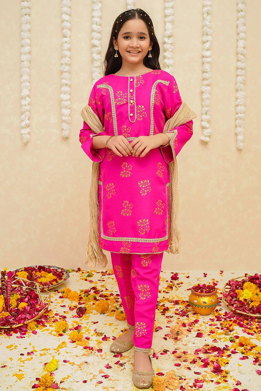 Picture of Modest - Rawsilk 3 Piece Pink Suit - 8935 - Available at Raja Sahib