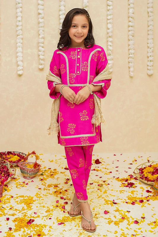 Picture of Modest - Toddlers 3 Piece Rawsilk Suit - 8940 - Available at Raja Sahib