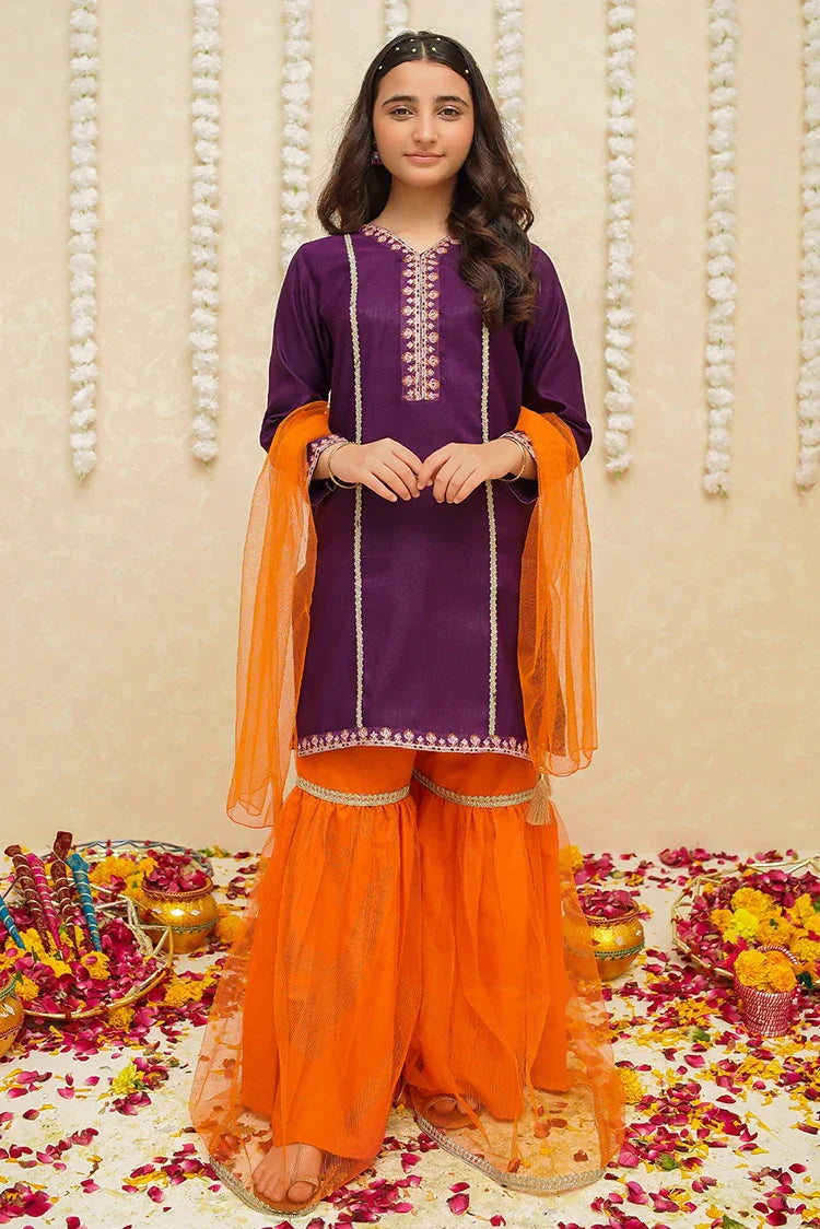 Picture of <!--boo-->Modest - Rawsilk 3 Piece Purple Suit - 8965 - Available at Raja Sahib