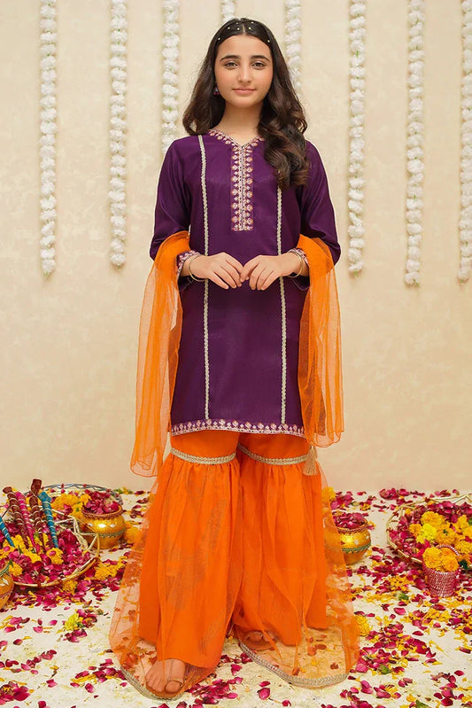 Picture of <!--boo-->Modest - Rawsilk 3 Piece Purple Suit - 8965 - Available at Raja Sahib