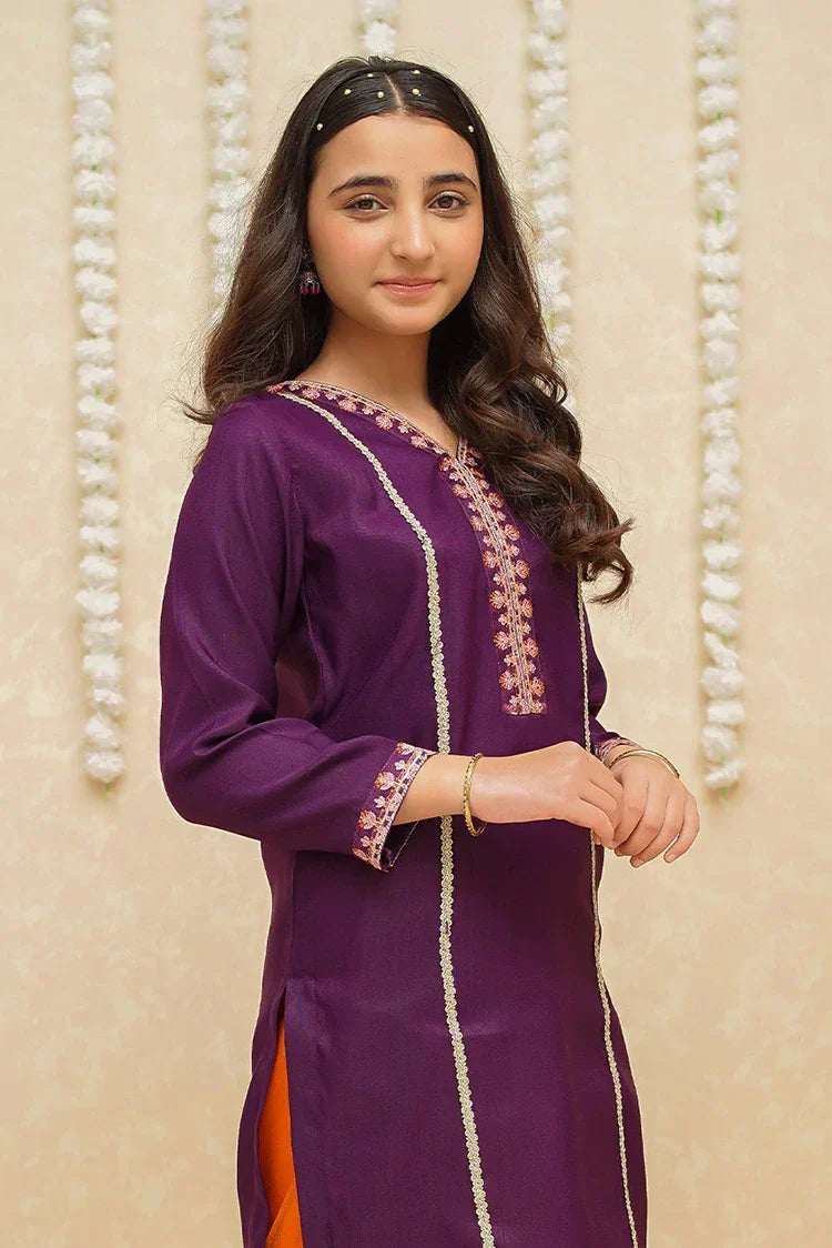 Picture of <!--boo-->Modest - Rawsilk 3 Piece Purple Suit - 8965 - Available at Raja Sahib