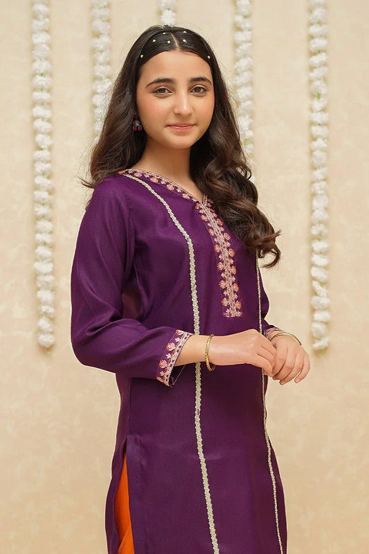 Picture of <!--boo-->Modest - Rawsilk 3 Piece Purple Suit - 8965 - Available at Raja Sahib