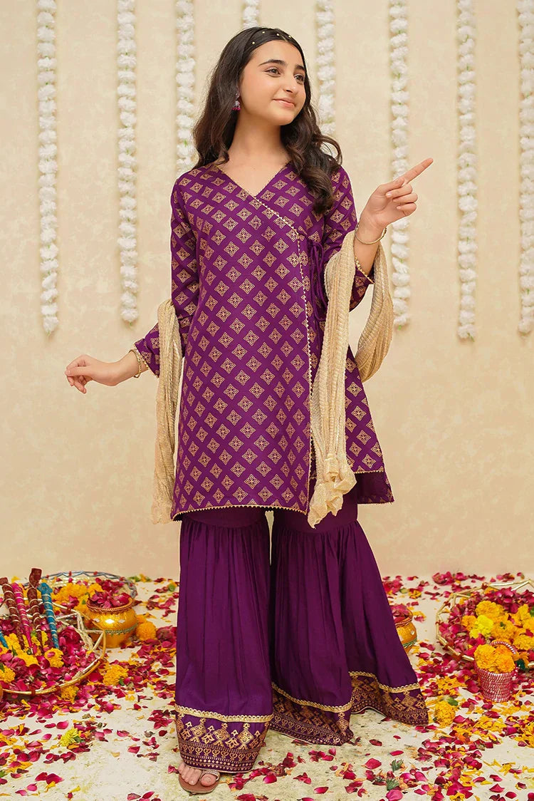 Picture of <!--bop-->Modest - Rawsilk 3 Piece Purple Suit - 9005 - Available at Raja Sahib