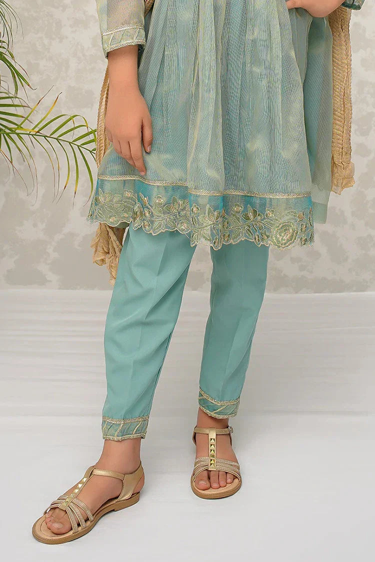 Picture of <!--bnu-->Modest - Girls Green Maysuri Frock - 9025 - Available at Raja Sahib