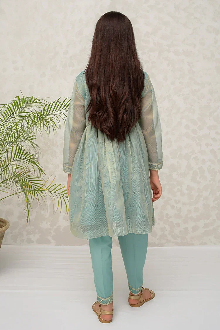 Picture of <!--bnu-->Modest - Girls Green Maysuri Frock - 9025 - Available at Raja Sahib