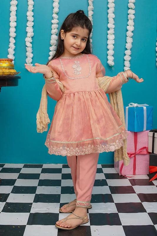 Picture of Modest - Girls Pink Maysuri Frock - 9025 - Available at Raja Sahib