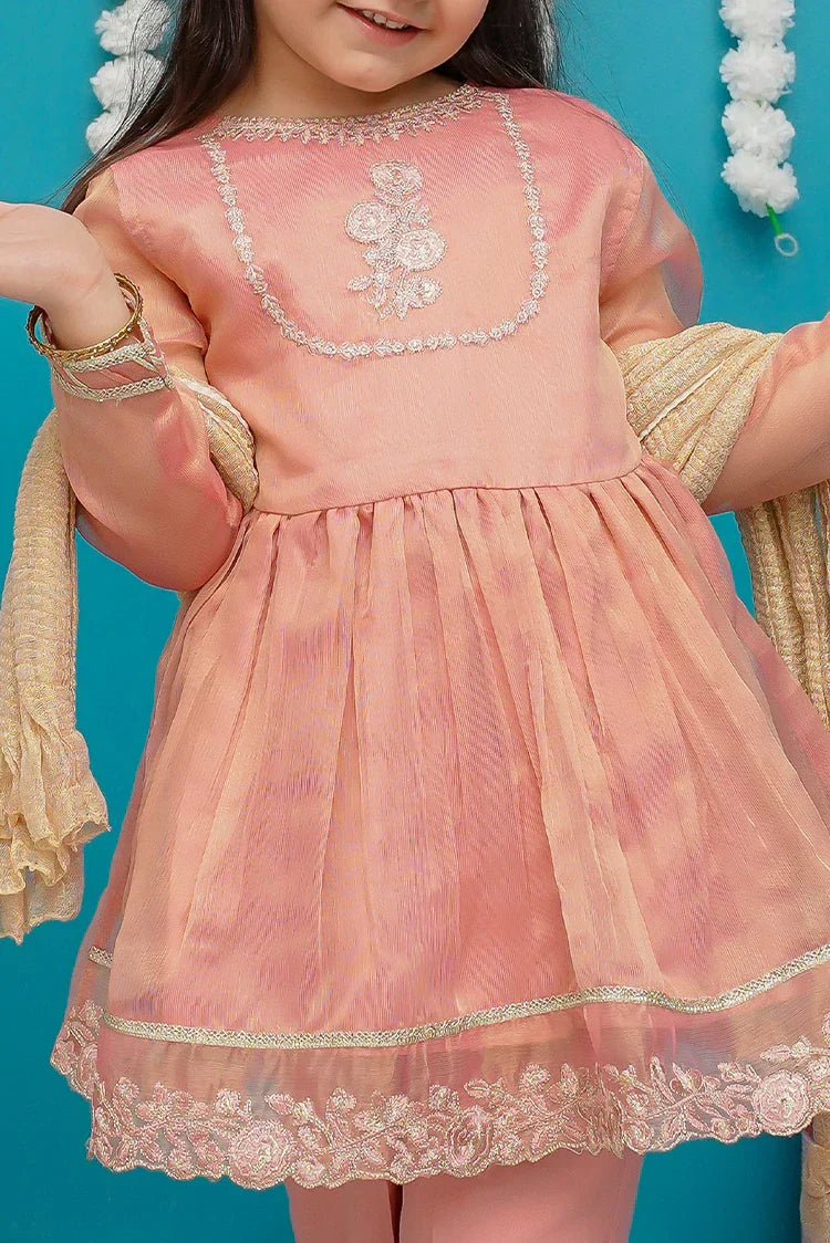 Picture of Modest - Girls Pink Maysuri Frock - 9025 - Available at Raja Sahib