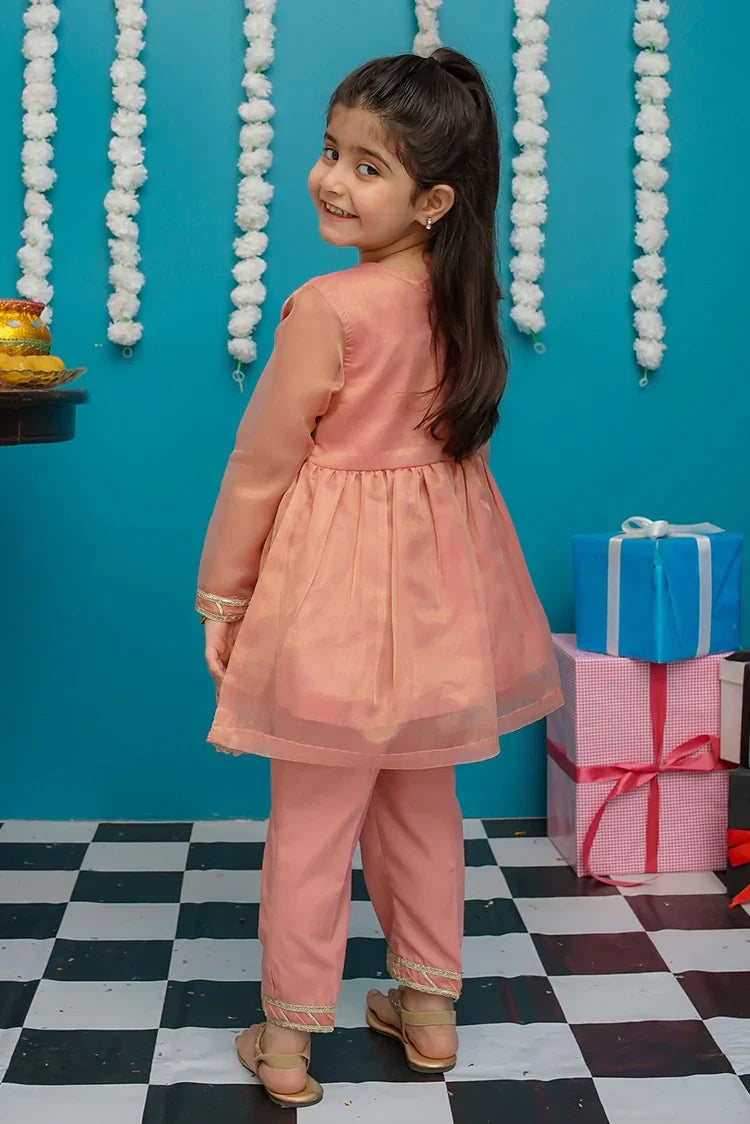 Picture of Modest - Girls Pink Maysuri Frock - 9025 - Available at Raja Sahib