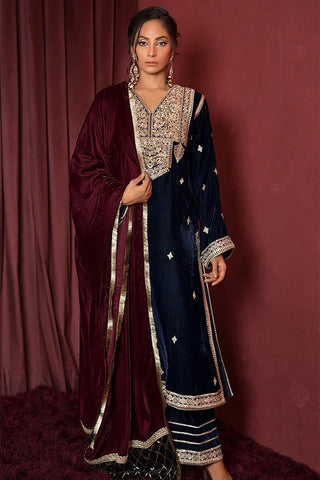 Picture of Threads & Motifs - 3 PC Velvet Collection 2024 - 9110 - Available at Raja Sahib