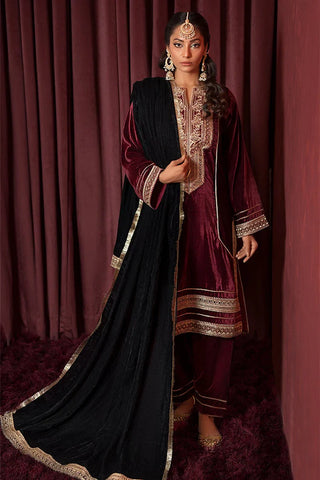 Picture of Threads & Motifs - 3 PC Velvet Collection 2024 - 9119 - Available at Raja Sahib