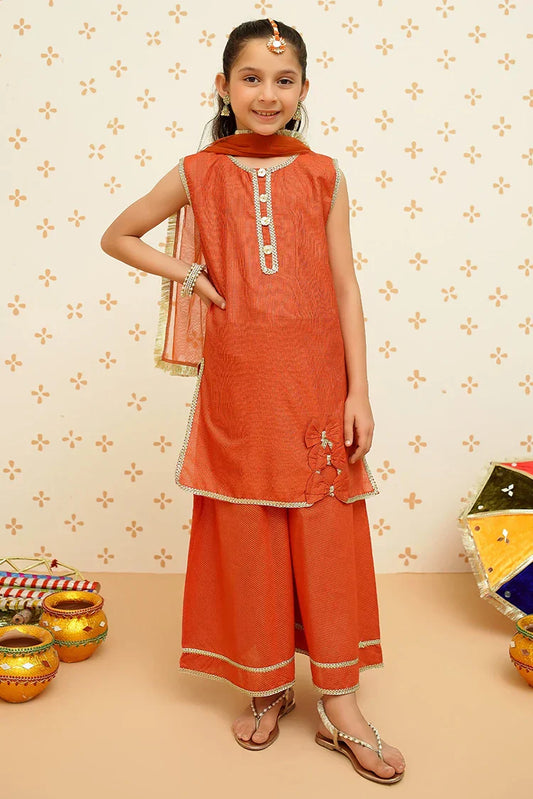 Picture of <!--boc-->Modest - Girls Orange Ethnic Suit - 9130 - Available at Raja Sahib