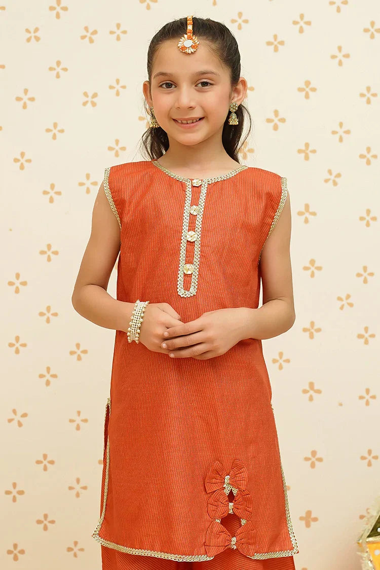 Picture of <!--boc-->Modest - Girls Orange Ethnic Suit - 9130 - Available at Raja Sahib