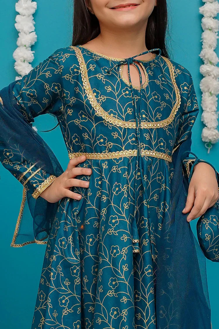 Picture of Modest - Toddlers Cotton Blue Frock - 9230 - Available at Raja Sahib
